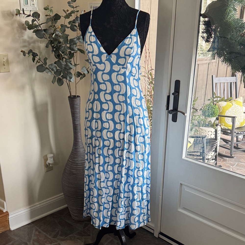 Blue and White Patterned Dress